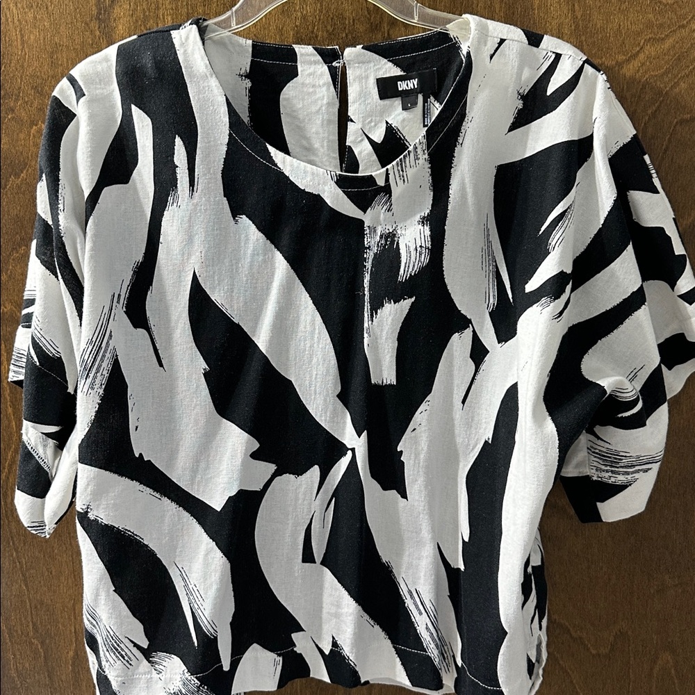 DKNY Monochrome Brushstroke Blouse